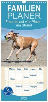 Produktbild: Familienplaner 2027 - Freunde auf vier Pfoten am Strand mit 5 Spalten (Wandkalender, 21 x 45 cm) CALVENDO
