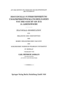 Produktbild: Individuelle Futterverwertung und K&ouml;rperentwicklung bei K&auml;lbern von der Geburt bis zur 15. Lebenswoche