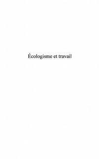 Produktbild: Ecologisme et travail