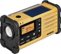 Produktbild: Sangean MMR-88 Outdoorradio UKW, MW Notfallradio Akku-Ladefunktion, Taschenlampe, wiederaufladbar, Solarpanel, Handkurbel Schwarz, Gelb