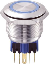 Produktbild: TRU COMPONENTS 701790 GQ25-11E/B/12V Vandalismusgesch&uuml;tzter Drucktaster 250 V/AC 5 A 1 x Ein/(Ein) tastend Blau IP65 1 St.