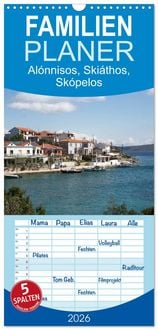 Produktbild: Familienplaner 2026 - Al&oacute;nnisos, Ski&aacute;thos, Sk&oacute;pelos mit 5 Spalten (Wandkalender, 21 x 45 cm) CALVENDO