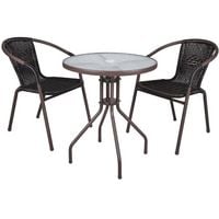 Produktbild: 3-tlg. Bistroset Balkon Stuhl Tisch Set Braun
