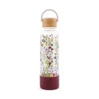 Produktbild: Trinkflasche aus Glas mit Silikoncover, "Violet Bouquet"