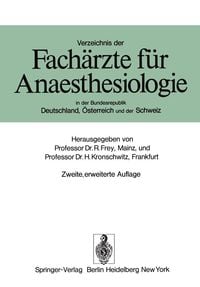 Produktbild: Verzeichnis der Fach&auml;rzte f&uuml;r Anaesthesiologie in der Bundesrepublik Deutschland, &Ouml;sterreich und der Schweiz