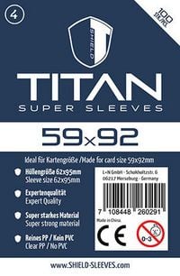 Produktbild: Shield Titan 4 - 100 Super Sleeves f&uuml;r Kartengr&ouml;&szlig;e 59 x 92 mm