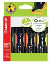 Produktbild: STABILO Umweltfreundlicher Textmarker -   GREEN BOSS - 4er Pack - gr&uuml;n, rosa, orange, gelb
