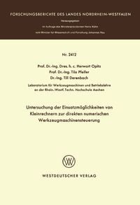 Produktbild: Untersuchung der Einsatzm&ouml;glichkeiten von Kleinrechnern zur direkten numerischen Werkzeugmaschinensteuerung
