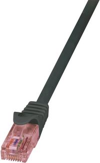Bild vom Artikel LogiLink CQ2023U RJ45 Netzwerkkabel, Patchkabel CAT 6 U/UTP 0.50 m Schwarz Flammwidrig, mit Rastnasenschutz 1 St. vom Autor 
