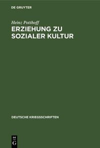 Produktbild: Erziehung zu sozialer Kultur