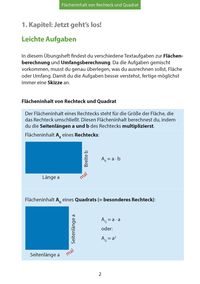 Flächenberechnung - Umfang und Fläche von Rechteck und Quadrat ab 5. Klasse, A5-Heft