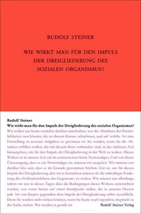 Bild vom Artikel Wie wirkt man für den Impuls der Dreigliederung des sozialen Organismus? vom Autor Rudolf Steiner