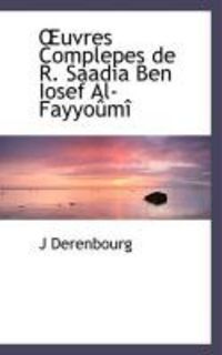 Produktbild: Uvres Complepes de R. Saadia Ben Iosef Al-Fayyo M