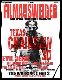 Produktbild: FILMAUSWEIDER - Das Splattermovies Magazin - Ausgabe 4 - Evil Dead, Texas Chainsaw 3D, The ABC&acute;s of Death, The Collection, The Bay, Citadel, The Millennium Bug, Death Race 3, Django Uncianed, The walking Dead Staffel 3 und noch viele mehr + Special: Horror und Splatter in Serie
