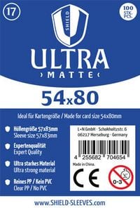 Produktbild: Shield Ultra Matte 17 - 100 Super Sleeves f&uuml;r Kartengr&ouml;&szlig;e 54 x 80 mm
