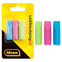 Produktbild: Idena Radierkappen gr&uuml;n/blau/pink 3 St&uuml;ck Blister