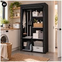 Produktbild: HTI-Living Stoffschrank mit 6 Regalf&auml;chern und 1 Kleiderstange