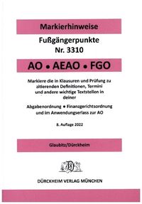 Bild vom Artikel ABGABENORDNUNG & FGO Dürckheim-Markierhinweise/Fußgängerpunkte für das Steuerberaterexamen: Dürckheim'sche Markierhinweise vom Autor Thorsten Glaubitz