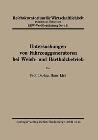 Produktbild: Untersuchungen von Fahrzeuggeneratoren bei Weich- und Hartholzbetrieb