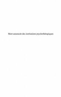 Produktbild: Mort annoncee des institutionspsychotherapiques