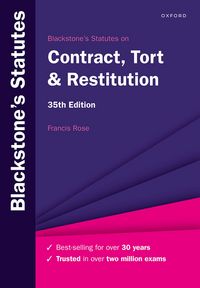 Produktbild: Rose, F: Blackstone's Statutes on Contract, Tort & Restituti