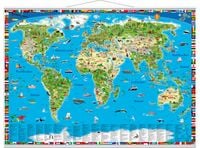 Produktbild: Illustrierte Weltkarte mit Metall-Beleistung