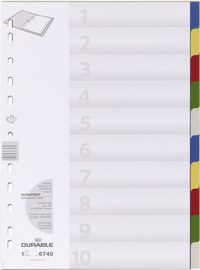 Produktbild: Durable 6740 Register DIN A4 blanko Polypropylen Mehrfarbig 10 Registerbl&auml;tter 674027