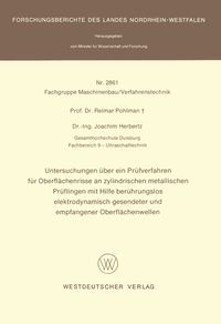 Produktbild: Untersuchungen &uuml;ber ein Pr&uuml;fverfahren f&uuml;r Oberfl&auml;chenrisse an zylindrischen metallischen Pr&uuml;flingen mit Hilfe ber&uuml;hrungslos elektrodynamisch gesendete