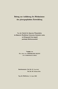 Produktbild: Beitrag zur Aufkl&auml;rung des Mechanismus der photographischen Entwicklung