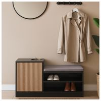 Produktbild: HTI-Living Schuhregal mit Sitzpolster Dana Schwarz-Eiche mit Streifen