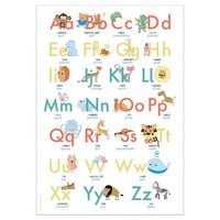 Produktbild: ABC Poster 70,7x100 cm | Alphabet spielerisch mit Tieren lernen | Das ABC-Lernposter mit Gro&szlig;- und Kleinbuchstaben |