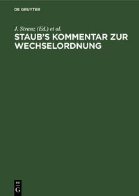 Produktbild: Staub&rsquo;s Kommentar zur Wechselordnung