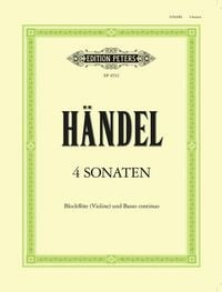 Produktbild: 4 Sonaten f&uuml;r Blockfl&ouml;te (Violine) und Basso continuo HWV 360/362/365/369