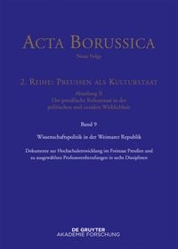Produktbild: Wissenschaftspolitik in der Weimarer Republik