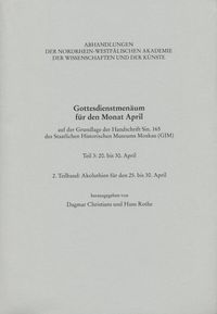 Produktbild: Gottesdienstmen&auml;um f&uuml;r den Monat April, Teil 3: 2. Teilband: Akoluthien f&uuml;r den 25.-30. April