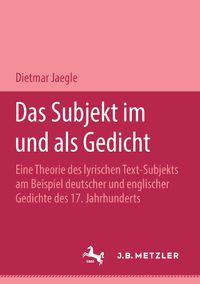 Produktbild: Das Subjekt im und als Gedicht