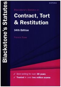 Produktbild: Rose, F: Blackstone's Statutes on Contract, Tort & Restituti