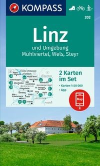 Produktbild: KOMPASS Wanderkarten-Set 202 Linz und Umgebung, M&uuml;hlviertel, Wels, Steyr (2 Karten) 1:50.000