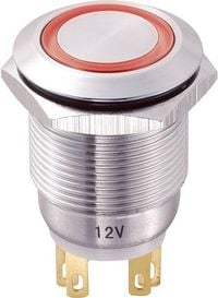 Produktbild: TRU COMPONENTS TC-8831256 LAS1-GQ-11E/R/12V Vandalismusgesch&uuml;tzter Drucktaster 250 V/AC 5 A 1 x Aus/(Ein) tastend Rot IP65 1 St.