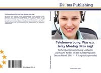 Produktbild: Telefonwerbung. Was u.a. Jerzy Montag dazu sagt