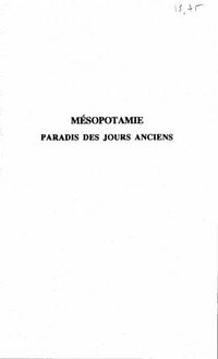 Produktbild: Mesopotamie paradis des jours anciens