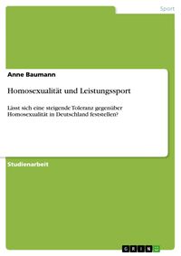 Produktbild: Homosexualit&auml;t und Leistungssport