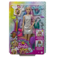 Mattel - Barbie Fantasie-Haar Puppe blond, Meerjungfrau- und Einhorn-Look, Anzie