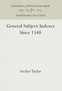 Produktbild: General Subject-Indexes Since 1548