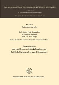 Produktbild: Determinanten der Nachfrage nach Verkehrsleistungen