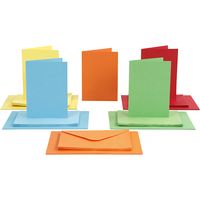 Produktbild: Creativ Company Karten & Kuverts, Kartengr&ouml;&szlig;e 10,5x15 cm, Umschlaggr&ouml;&szlig;e 11,5x16,5 cm, 110+220 g, Sortierte Farben, 50 Set