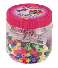 Produktbild: Hama 8791 - B&uuml;gelperlen, Dose mit 400 Maxi-Perlen und 2 Stiftplatten (Quadrat und Schmetterling)