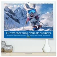 Produktbild: Funny charming animals as skiers (High Quality Premium Wall Calendar 2026 DIN A2 landscape),CALVENDO 12 Month Wall Calendar