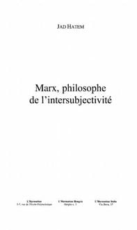 Produktbild: Marx philosophe de l'intersubjectivite