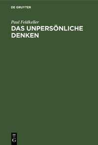 Produktbild: Das unpers&ouml;nliche Denken